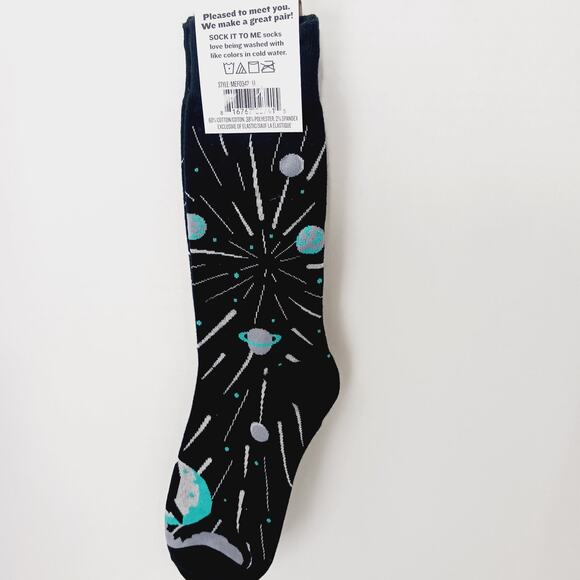 Sock It To Me Crew Men Women Glow In The Dark Planets Rocket Outer Cotton Comfy - Picture 3 of 12